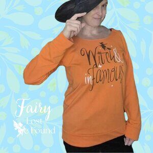 🍄50% Orange Witch Graphic Long Sleeve T-Shirt sz L